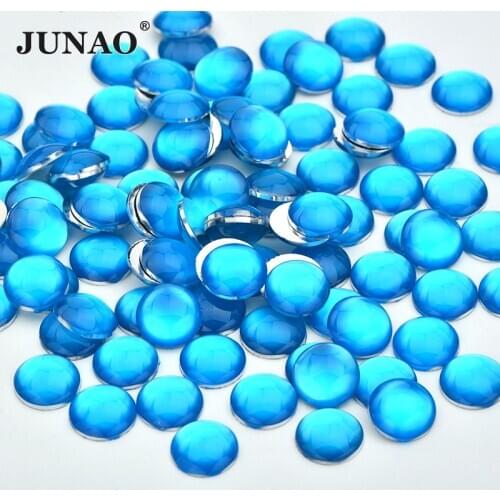 JUNAO 4mm 12mm Aqua Blue Nail Art Neon Rhinestones Flatback Decorations Crystal Stone Non Hot Fix Crystal Strass for Manicure