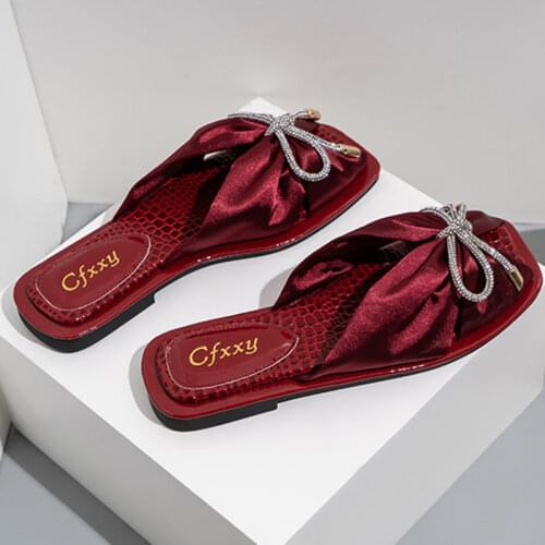 New Bow-knot Upper Women Slippers Personality Serpentine Design Solid Color Non-slip Open Toes 2021 Summer Fashion Woman Shoes