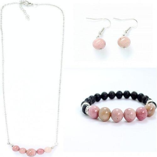 New design high quality 10mm Natural stone beads & Black Lava stone Beads bracelet & necklace & earring jewelry sets for women