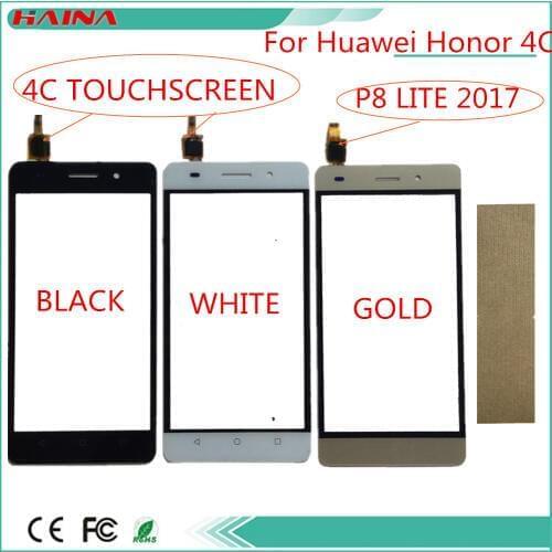 P8 Lite Touch Screen Sensor Panel Front glass For Huawei P8 Lite Honor 4C G Play Mini CHC-U03 CHC-U01 digitizer +3m tape
