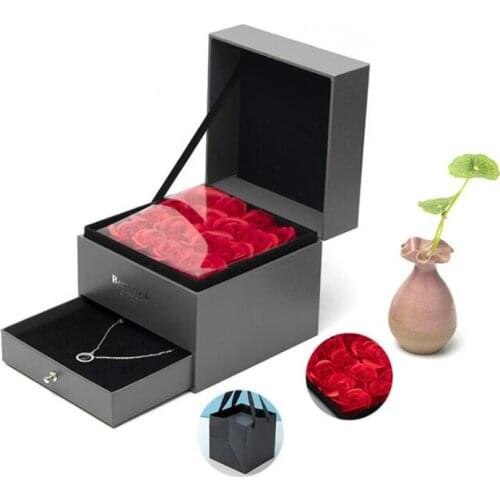 Birthday Presents Valentines Day Gift Women Rose Jewelry Box For Wedding Marry Dried Flower Real Flowers Eternal Roses In Box