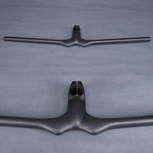 Full Carbon Integrated Flat Handlebar With Stem Bicycle MTB Bikes Mountain Cycling Parts For Fork Diameter 28.6mm