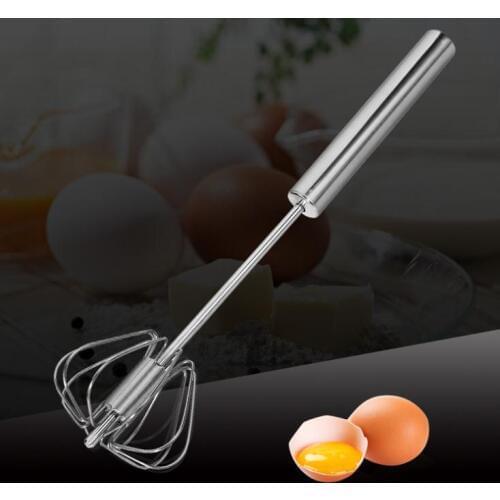 Durable Mini Manual Self Turning Stainless Steel Push Hand Whisk Stirrer Turbo Miracle Mixer Foamer Rotate Blender SN1701