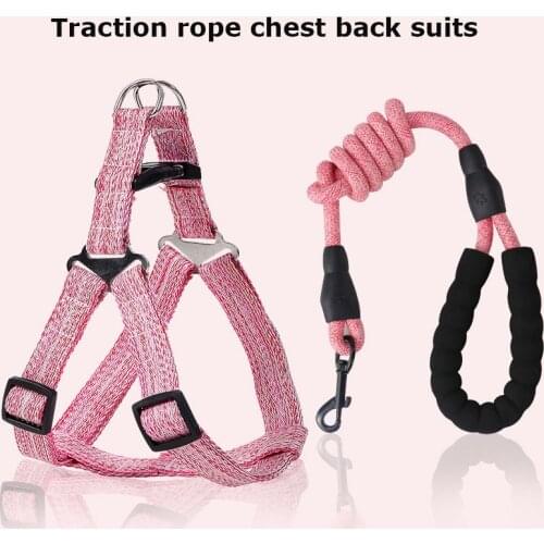 Adjustable Nylon Dog Leash and Harness Set for Small Dogs Cats Colorful Printed Dog Chest Straps Traction Rope Pets Leash Belt