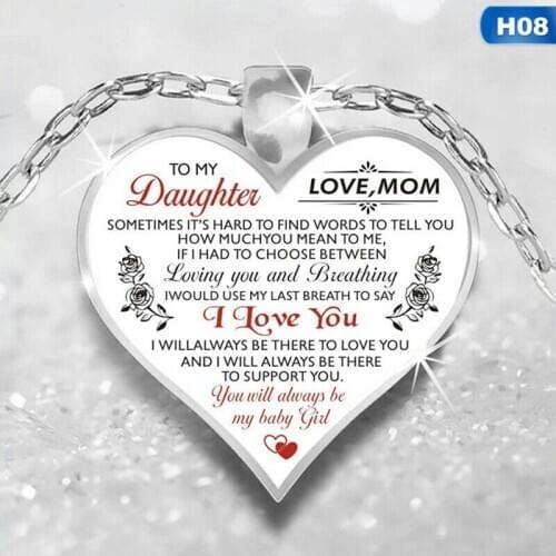 Romantic Heart Necklace Rose Flower TO My Wife Daughter Pendants Necklaces For Women Girls Jewelry Love Gifts