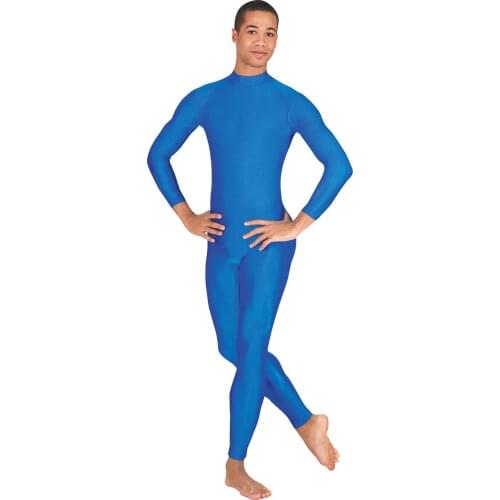 Speerise Adult Unisex Mock Neck Long Sleeve Unitard Men Spandex Unitards Bodysuit Full Length Gymnastics Dance Wear