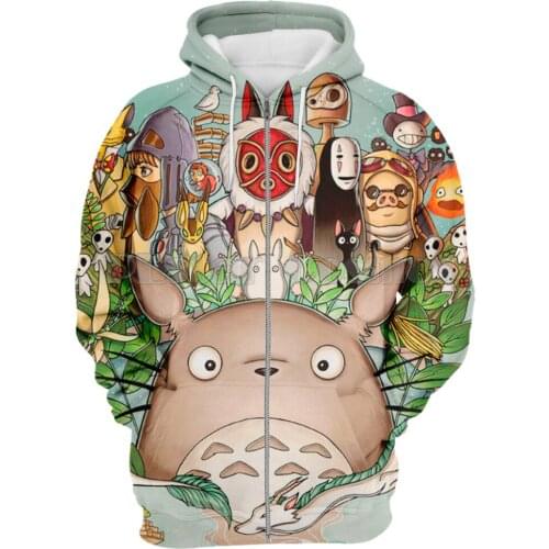 3D Full Printing Spirited Away Japanese Anime Hoodies Howls Moving Castle Casual Hooded Sweatshirt Miyazaki Hayao Totoro Hoodie