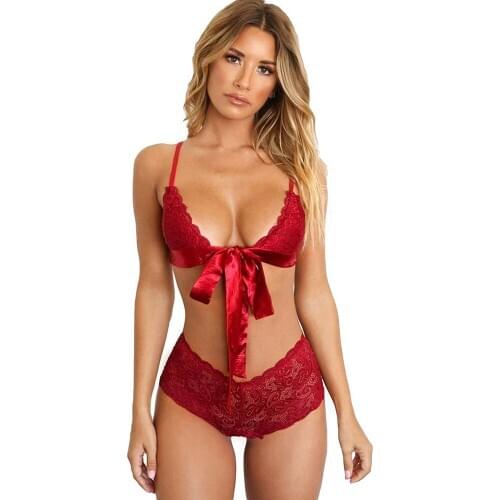 TOPMELON Women Lingerie Bra Set Sexy Lace Panties Set Adjustable Strap Padded Push Up Bra Bralette Underwear Briefs Brassiere