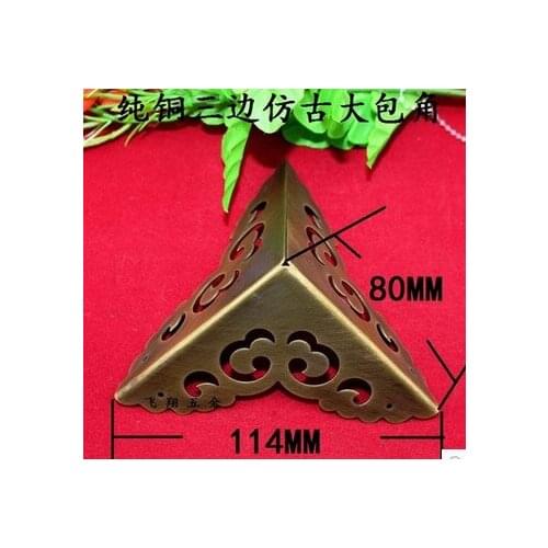 Corner Brackets 80MM Chinese antique copper side angle of Ming &Qing Dynasties large wrap angle wooden decorative copper