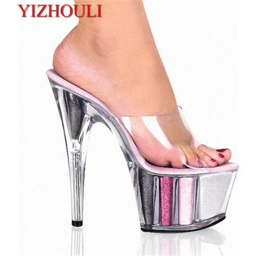Han edition lady shoes with thick soles, waterproof slipper/catwalk show shoes, 15 cm high-heeled Dance Shoes