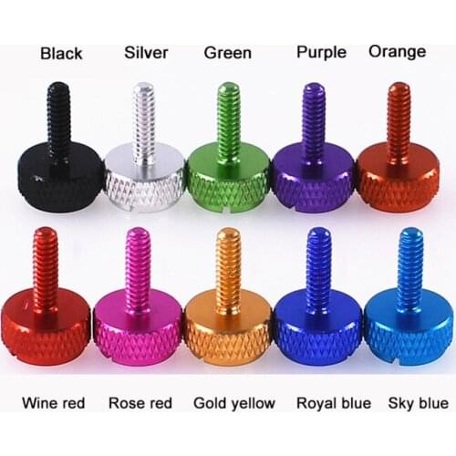 3PCS #6-32*12mm UNC Coarse Teeth Slotted Knurled Thumb Screws Computer Case Hand Screw Aluminum Alloy