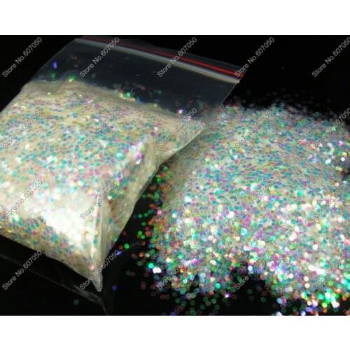 1.5MM(1/16") 060inch White Color with Colorful Tints Shining Nail Glitter Hexagon Shape for Nail Art Decoration&Glitter Crafts