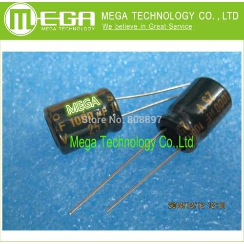 100 PCS 1000uF/25V 10*17mm DIP-2 25V 1000uF Aluminum Electrolytic Capacitor 1000uF25V