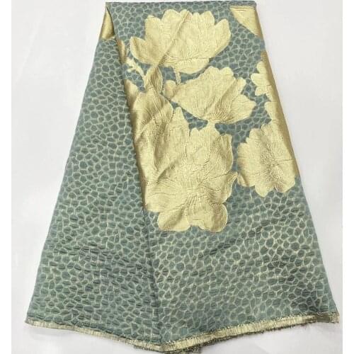 2021 High Quality Jacquard Fabric Nigerian Flower Design Brocade Lace Cloth African Bride Dress Material For Sewing 5 Yards PJZ6