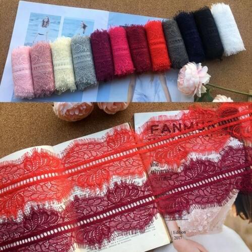 3 meter/ lot Eyelash Lace Fabric 10cm width DIY Decorative High Quality Soft Off Nylon Eyelash Lace Trim Wedding Dress Fabric