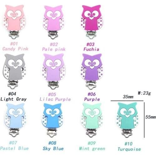 3Pcs Baby Pacifer Clips owl Shape Perle Silicone Teether Clip DIY Baby Dummy Chain Nipple Holder rodent Nursing