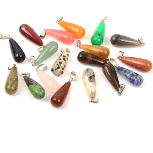 5Pcs /lot Natural Stone Charms Rose Quartzs Sodalite Malachite Pendants For Making DIY Necklaces Jewelry Findings Wholesale