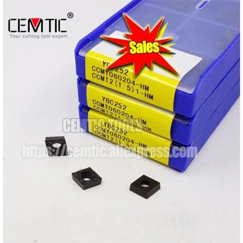 50pcs/Pack CCMT060204-HM CCMT060208-HM YBC252 Carbide Insert Titanium Coated Carbide Cutter Turning Tool CNC Lathe Blades