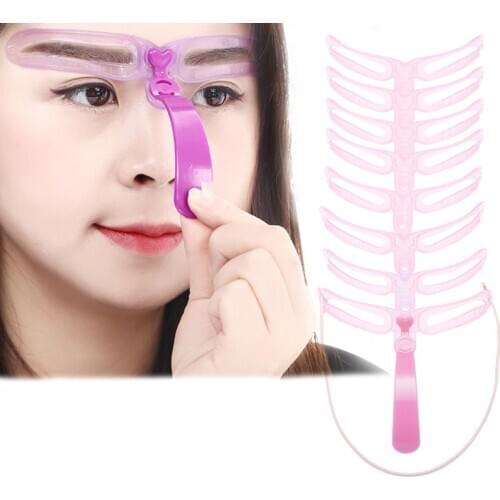 8PCS Eyebrow Shaper Makeup Template Eyebrow Grooming Shaping Stencil Kit DIY Eyebrow Template Reusable 8 in1 Eyebrow Shaping