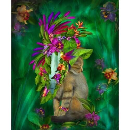 Diamond Painting Animal Diamond Mosaic Needlework Crafts Full Diamond Embroidery Cartoon flower cat picture Wall Sticker A5182R