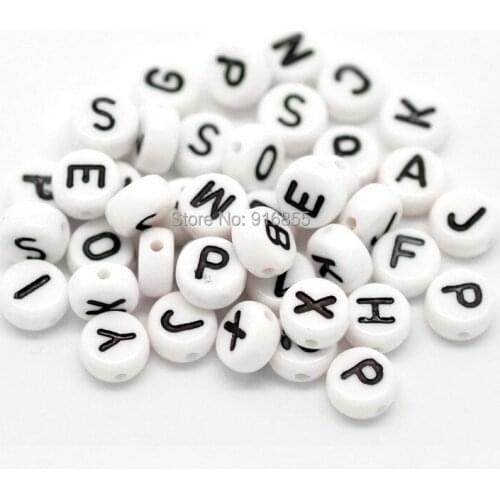 Big Sale!!!Free Shipping 1000Pcs 7MM White Letter Alphabet Round Spacer Acrylic Beads For Charm Bracelets/DIY Decoration