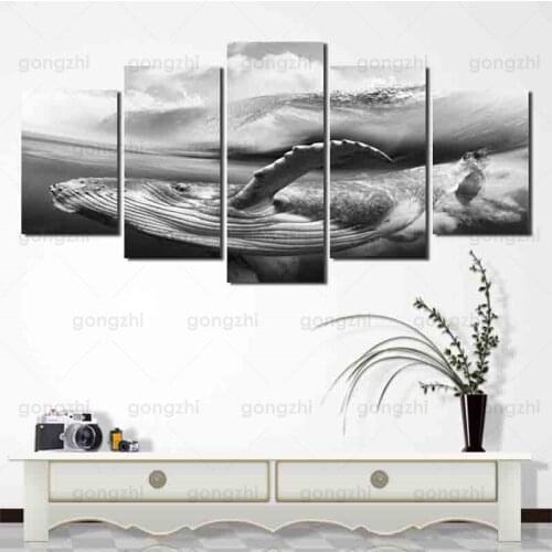 Black White Minimalist Abstract Water Animal Photography Wall Painting Frameless Modern Home Decoration Canvas Printing Poster