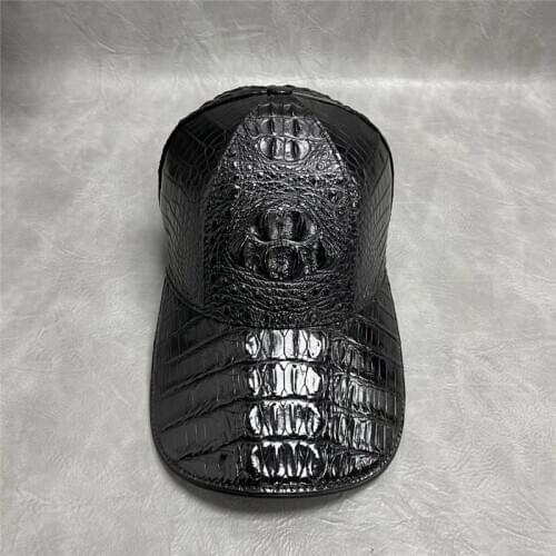 Exotic Real Alligator Scales Skin Mens Leisure Baseball Cap Genuine Crocodile Leather Male Black Adjustable Snapback Hat