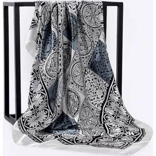 Classic Fashion 90*90cm Summer Women Silk Foulard Scarves Square Scarf Ladies Beach Shawl Bandanna Large Hijab foulard muffle