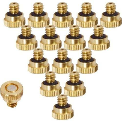 10PCS Threaded Brass Misting Nozzle 0.1-0.8mm Orifice Water Mister Parts Fog Nozzle For Patio Misting System Outdoor Cooling
