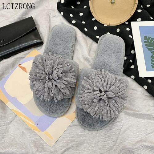 LCIZRONG Home Slippers For Women Plush Winter Warm House Slippers Flower Comfortable Indoor Female House Shoes