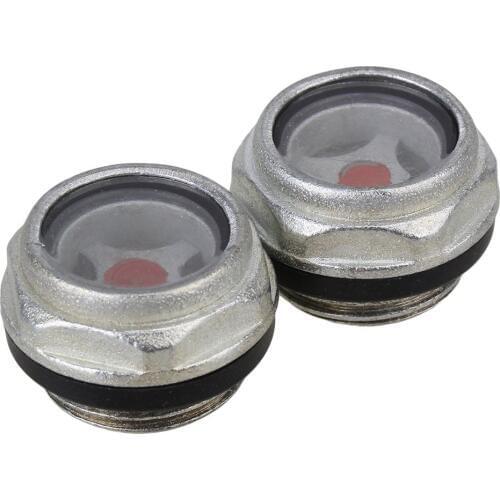Silver Tone 26mm Dia G1/2 Inch Male Threaded Metal Air Compressor Oil Level Sight Glass Window Pack of 2