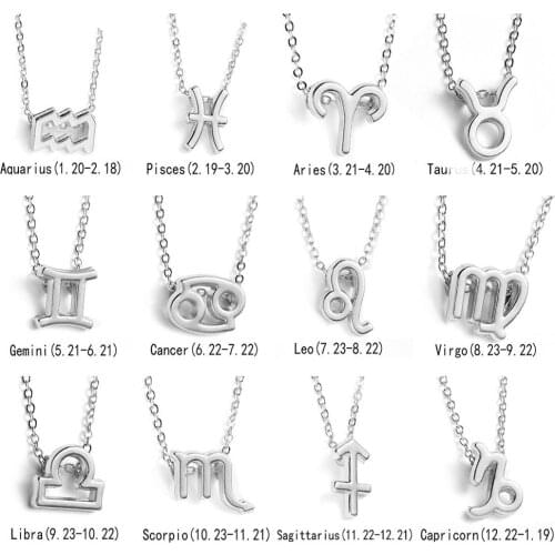 Fashion Twelve Constellation Series Pendant Clavicle Chain Necklace Sliver Color Leo Aries Pendant Necklace Women Jewelry Gift