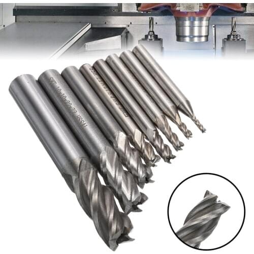 8Pcs HSS Straight Shank End Mill Set 4 Flute CNC Cutter Drill Bit Tool 2-12mm Mayitr Cutting Tools For Chisel Tool Steel Mayitr