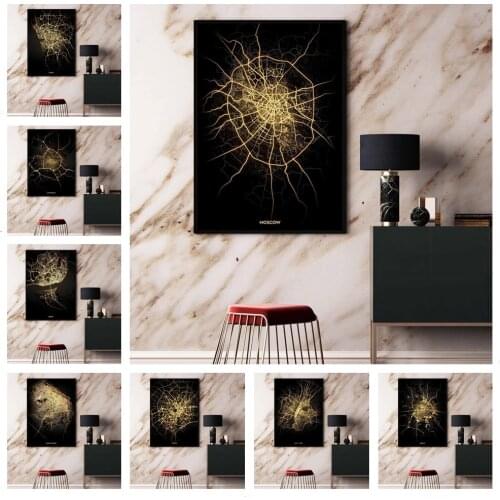 World City Map Night View Traffic Highway Light Heat Map Wall Art Canvas Painting Nordic Posters Prints Pictures Room Decoration