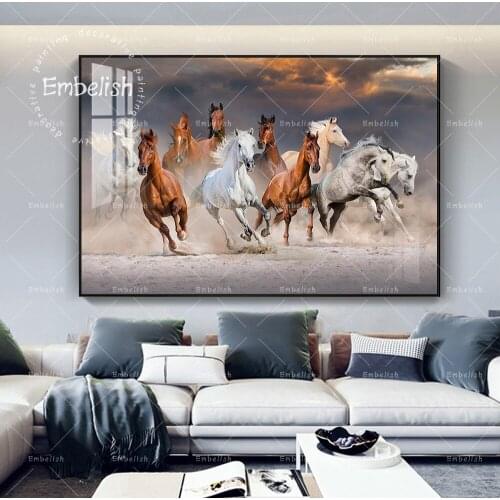 Sunset Hert Of Running Horse Animals Wall Art Pictures For Living Room Modern Home Decor Posters HD Print Canvas Oil Paintings