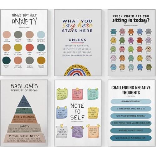 Self Care Poster Mental Health Therapy Canvas Print Psychotherapy Contract Wall Picture Art Modern School Office Wall Decoration