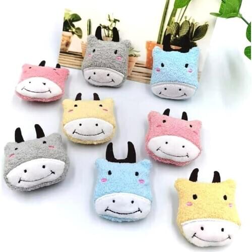 8Pcs/lot 4.5*6cm New Cute plush fabric cow padded appliques,kids headwear,garments accessories,DIY decorative material