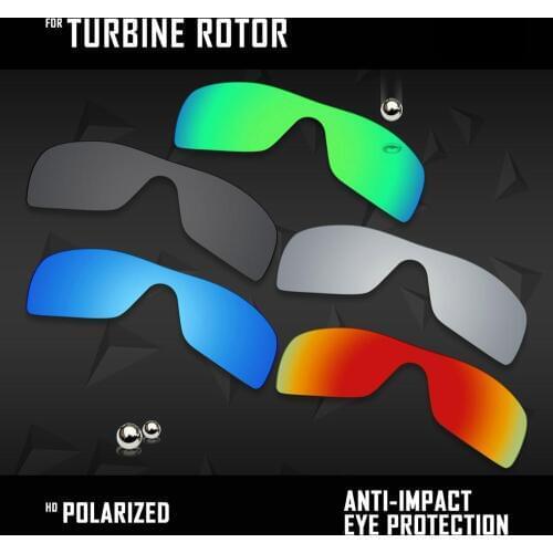 OOWLIT 5 Pieces Polarized Sunglasses Replacement Lenses for Oakley Turbine Rotor OO9307-Black& Silver& Ice Blue& Fire Red& Green