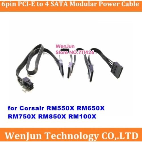PCI-e 6Pin Male 1 to 4 SATA 15Pin Power Supply Cable Port Multiplier for CORSAIR RMx Series RM1000x RM850x RM750X RM650x RM550x