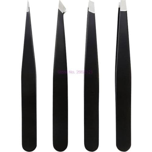 300pcs Stainless Steel Eyebrow Tweezer Set Slant Tip Point Tip Flat Tip Rose Red Black Tweezers For Hair Removal