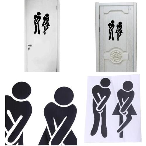 Simple Style Funny Cute Public Toilet Woman Men Logo Black Wall Sticker Creative Poster for Washroom Door Decal SCVD889