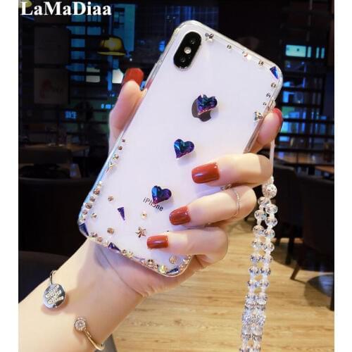 LaMaDiaa Luxury Glitter Bling Rhinestone Case For Xiaomi mi5S 6 8 Lite 9 SE 5X 6X A2 MAX2 MAX3 Diamond Love Heart Soft TPU Cover