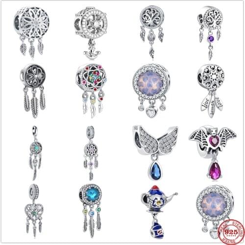 New Dreamcatcher Teapot Angel Bat Pendant Dangle Charm DIY fine beads Fit Original Pandora Charms Silver 925 Bracelet Jewelry