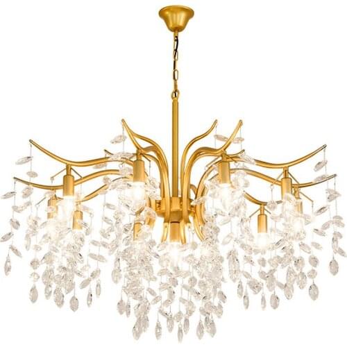 Nordic LED Crystal Gold Chandelier Luxury Kitchen Dining Living Room Decoration Bedroom Lamp Lustre Pendente Hangiing Lights