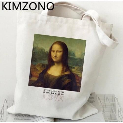 Mona Lisa shopping bag grocery shopper canvas tote eco recycle bag bag boodschappentas foldable custom