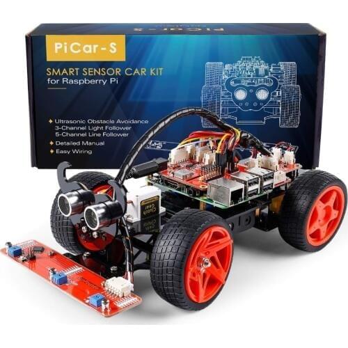 SunFounder Raspberry Pi 4B/3B/3B+ Smart Robot Car Kit PiCar-S Line Following Ultrasonic Sensor Light Following Module Robot Kit