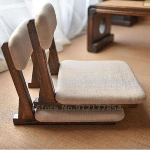 Tatami backrest sofa and small room chair Japanese style legless chair floor chair solid wood back chair lazy bay window chair