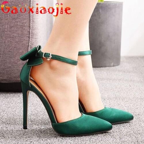 Womens Closed Pointed Toe Buckle Strap Stilettos Summer Heel Bowknot Dress Party Sandals 11CM Model Stage Show High Heel Shoes