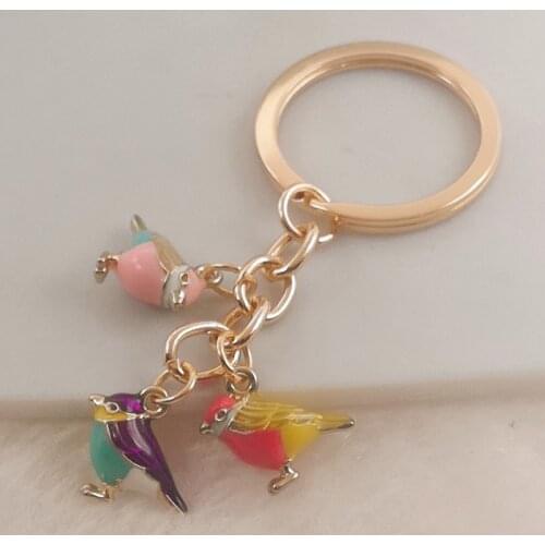 Unique 3D Enamel Bird Pendant Keychain Mens Womens Jewelry Fashion