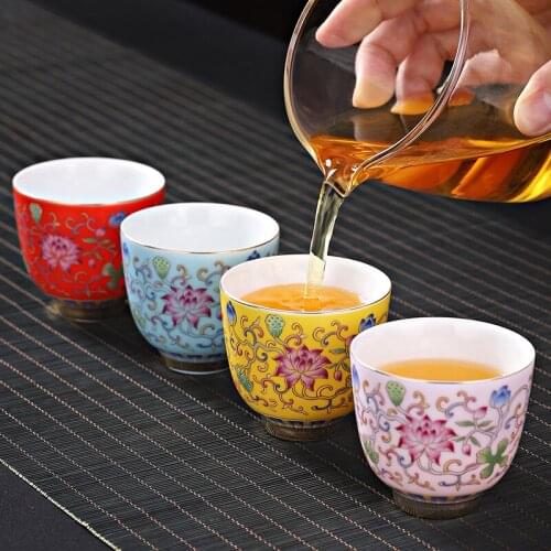 NEWYEARNEW 1piece 60ML Ceramic Tea Wine Cup Set Accessorie Retro Tableware Wedding Business Gift